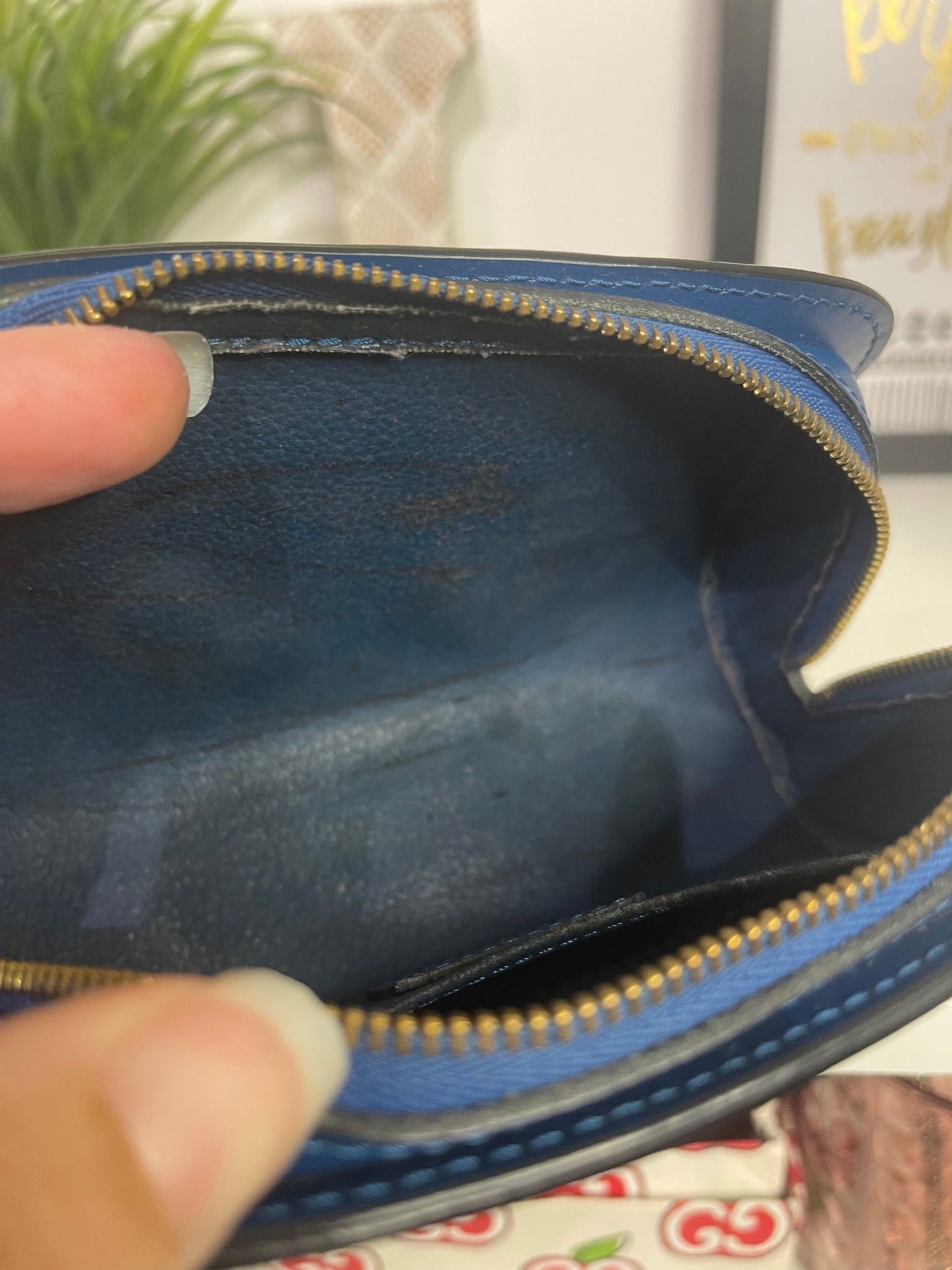 114. Louis Vuitton Blue Epi Cosmetic Case