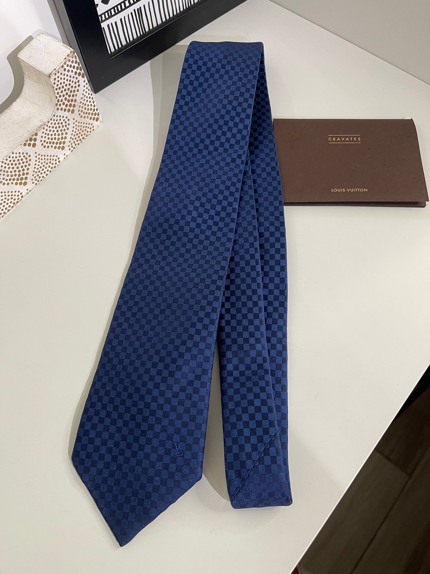 Louis Vuitton Damier Navy Silk Tie