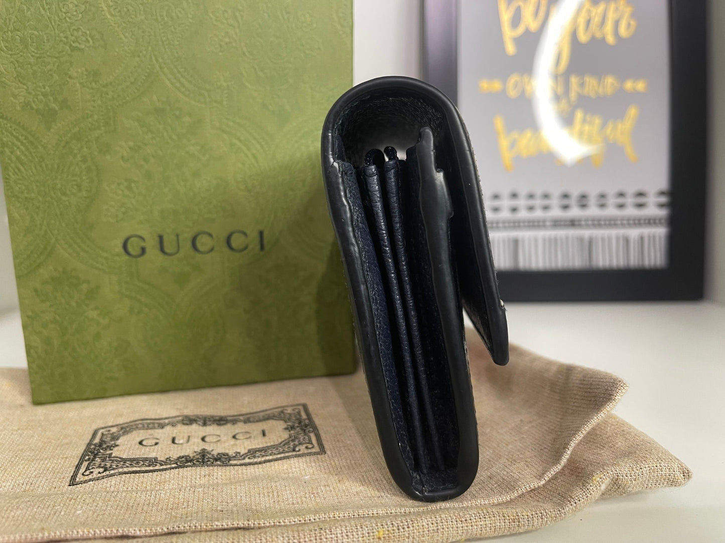 117. Gucci Supreme Navy Long Wallet