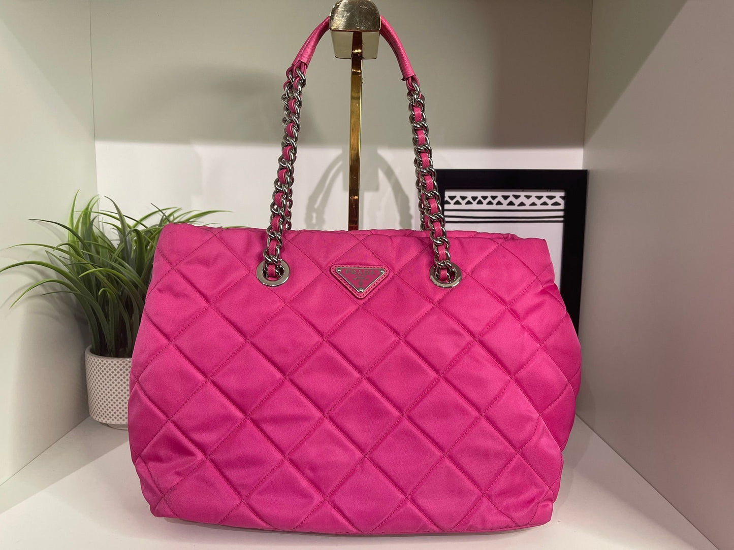 73. Prada Pink Quilted Nylon Bag