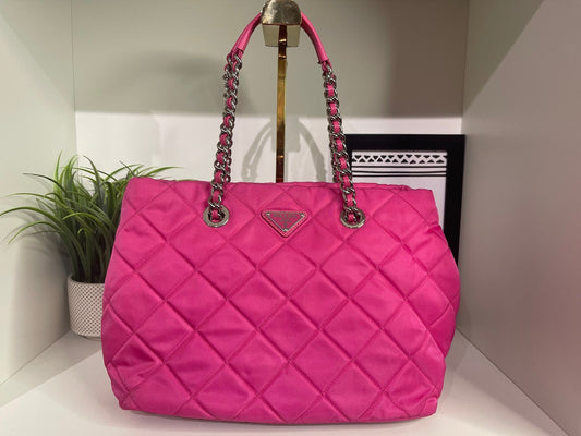 73. Prada Pink Quilted Nylon Bag