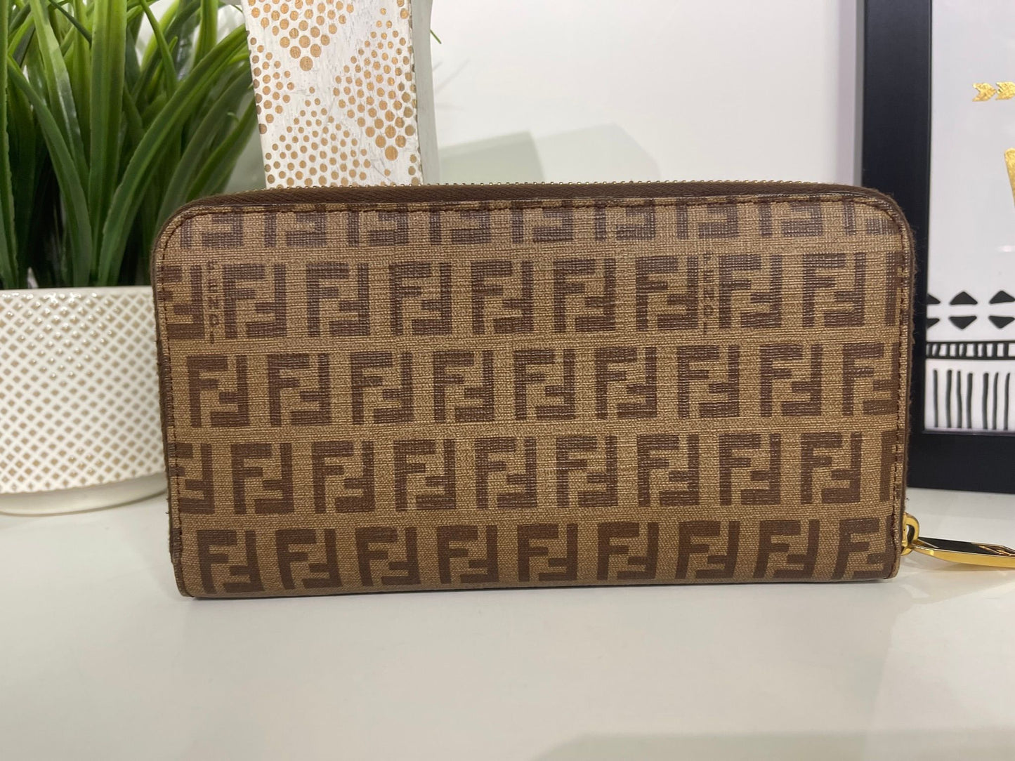 88. Fendi Zucchino Coated Canvas Zippy Wallet