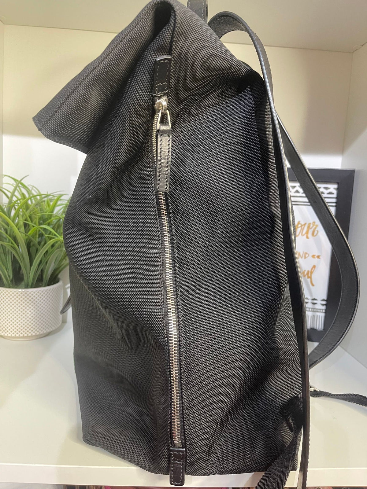 61. Gucci Black Sherry Line Canvas Backpack