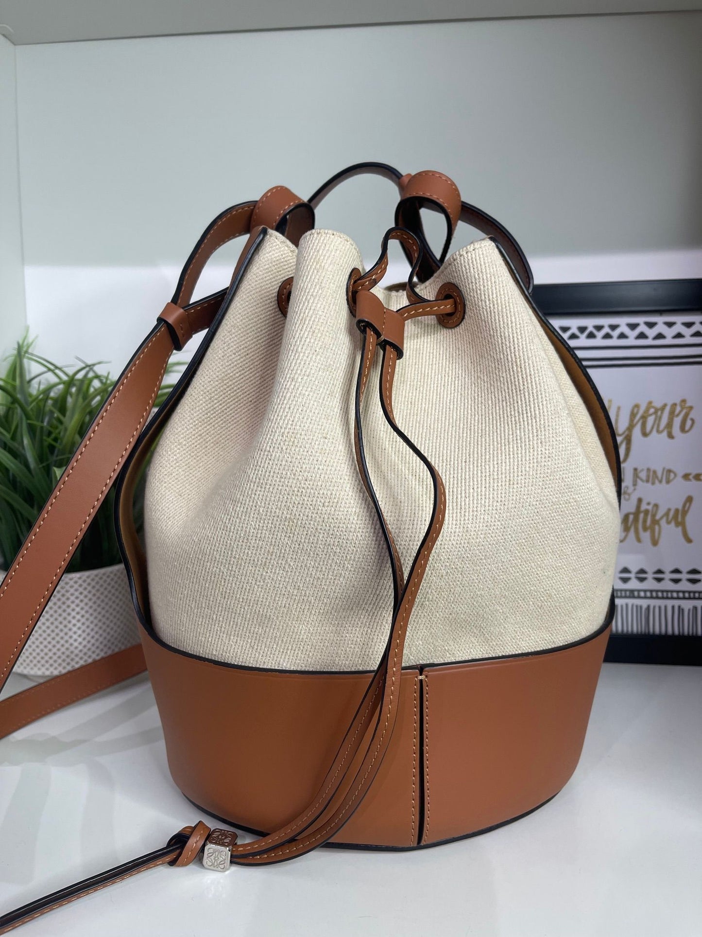 24. Loewe Canvas/Leather Bucket Bag