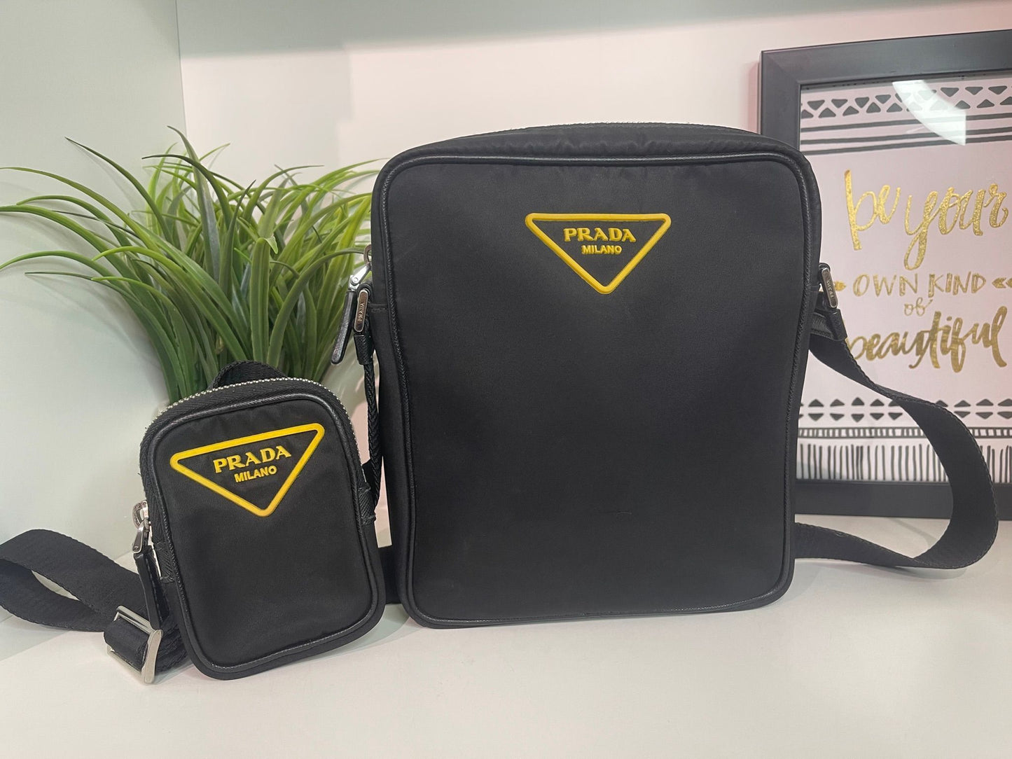 26. Prada Black/Yellow Nylon Crossbody