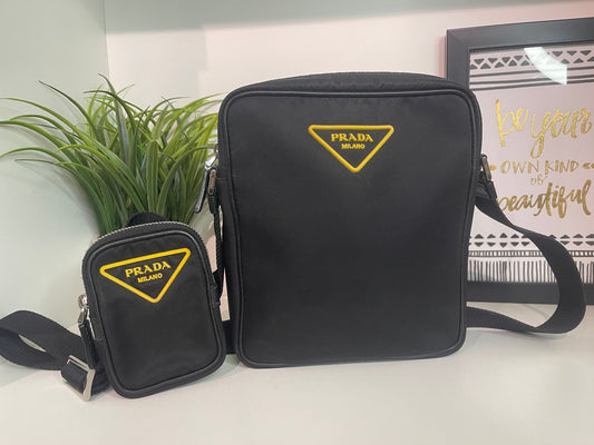 26. Prada Black/Yellow Nylon Crossbody