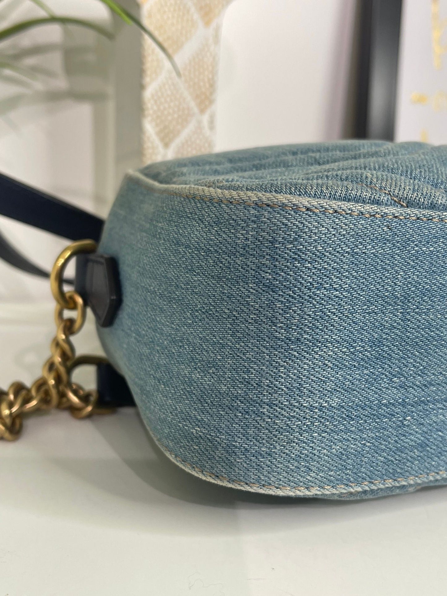 75. Gucci Denim Camera Bag