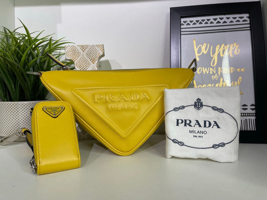 28. Prada Yellow Logo Triangle Crossbody