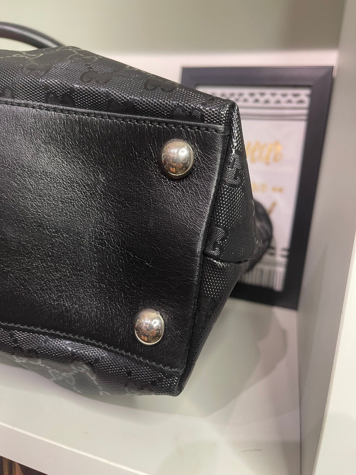 31. Gucci Black Imprime Zip Top Tote