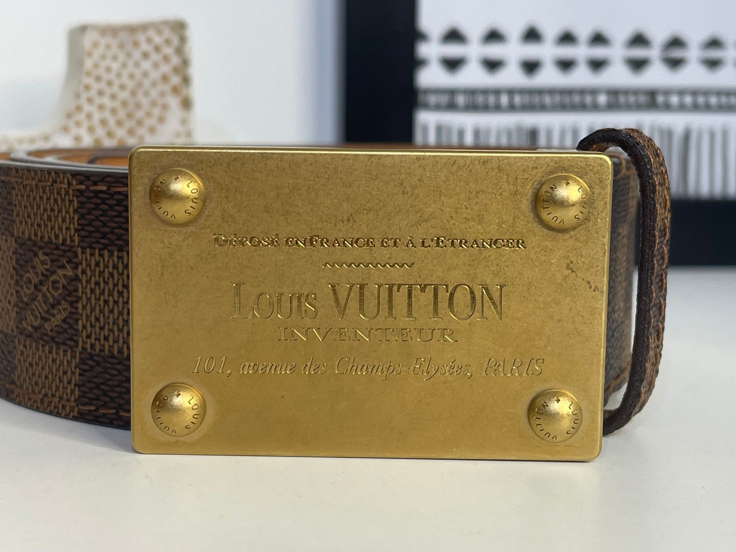 118. Louis Vuitton Damier Ebene Belt Size 110/44