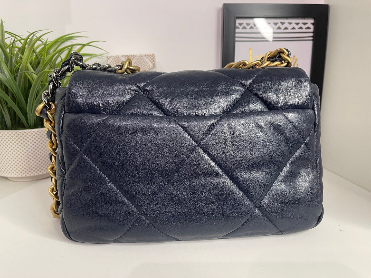 40. Chanel 19 Navy Small Shoulder Bag