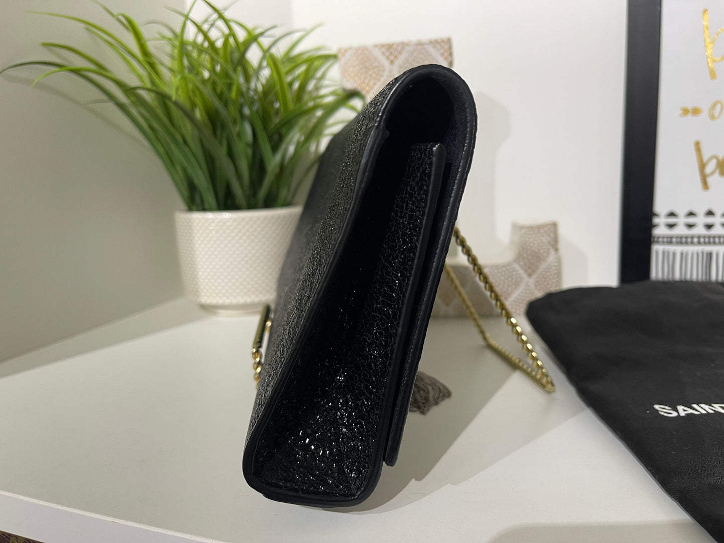 82. YSL Saint Laurent Kate Black Sparkle Clutch