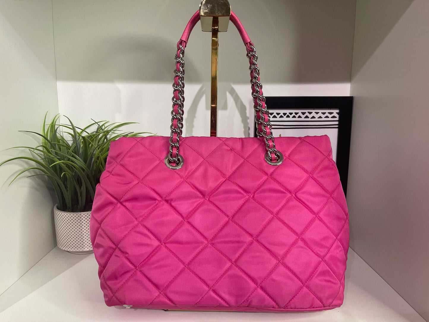 73. Prada Pink Quilted Nylon Bag