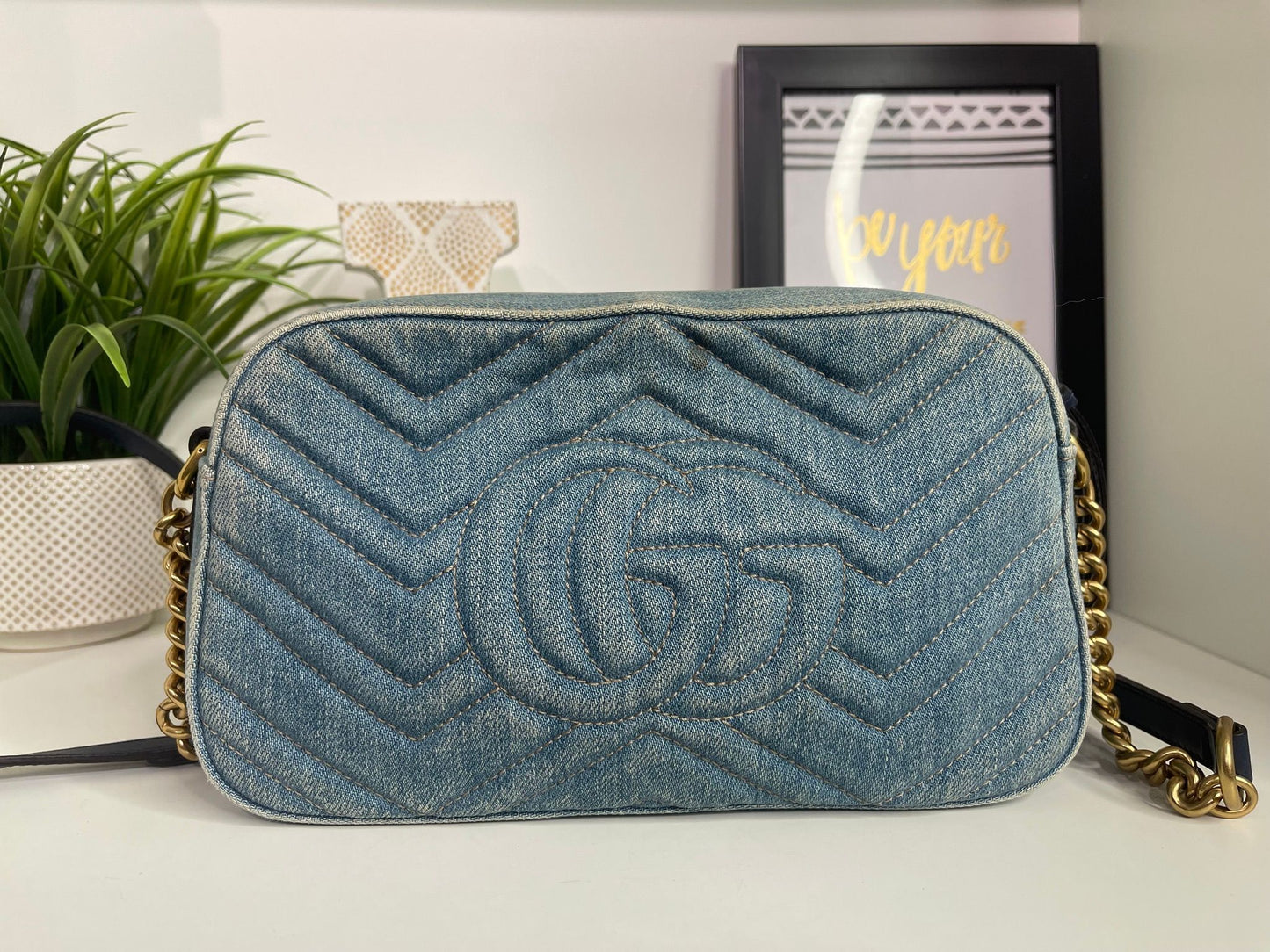 75. Gucci Denim Camera Bag