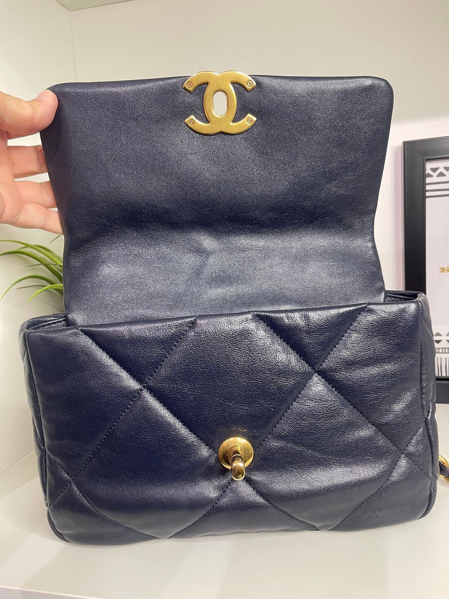 40. Chanel 19 Navy Small Shoulder Bag
