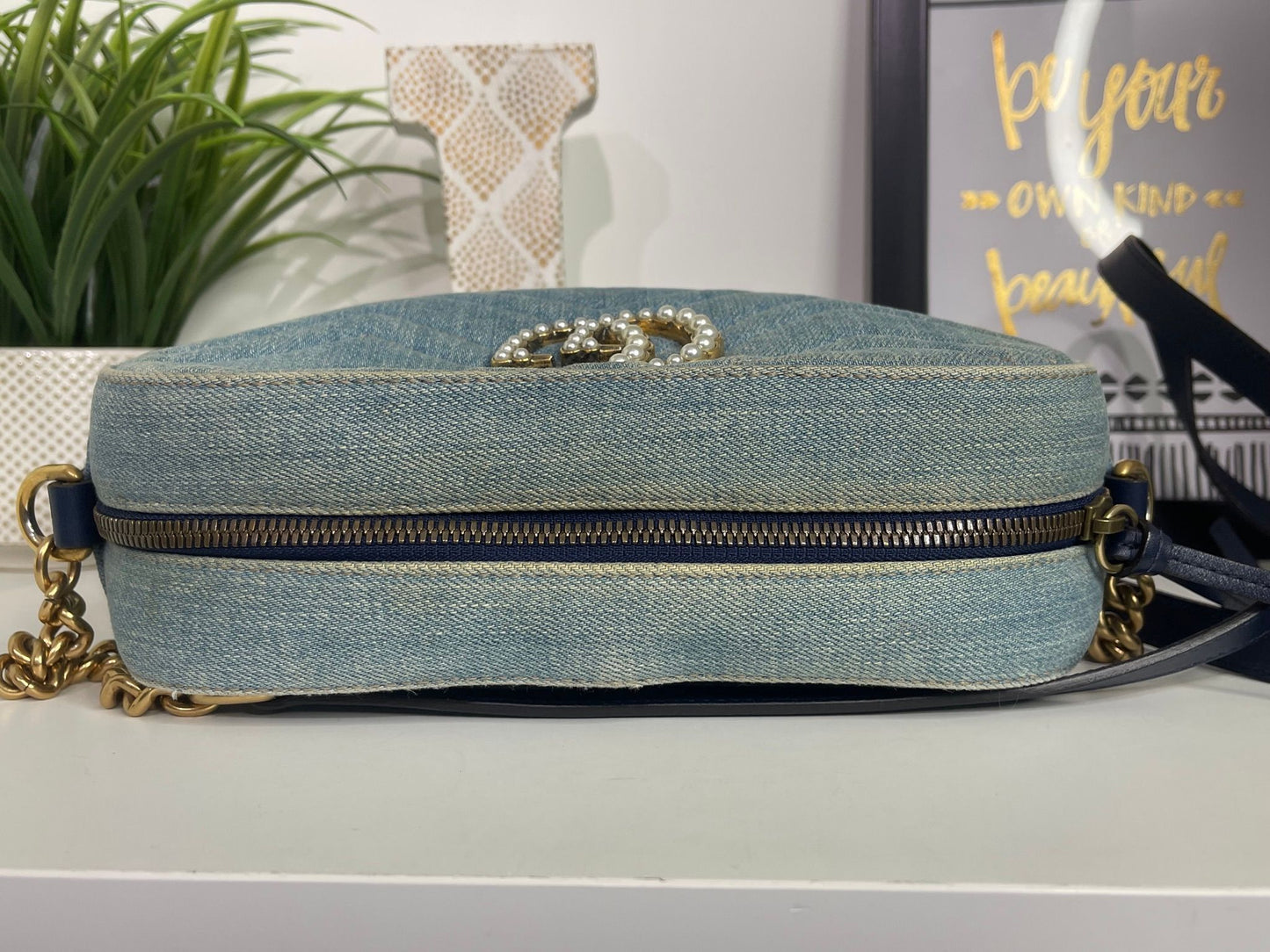 75. Gucci Denim Camera Bag