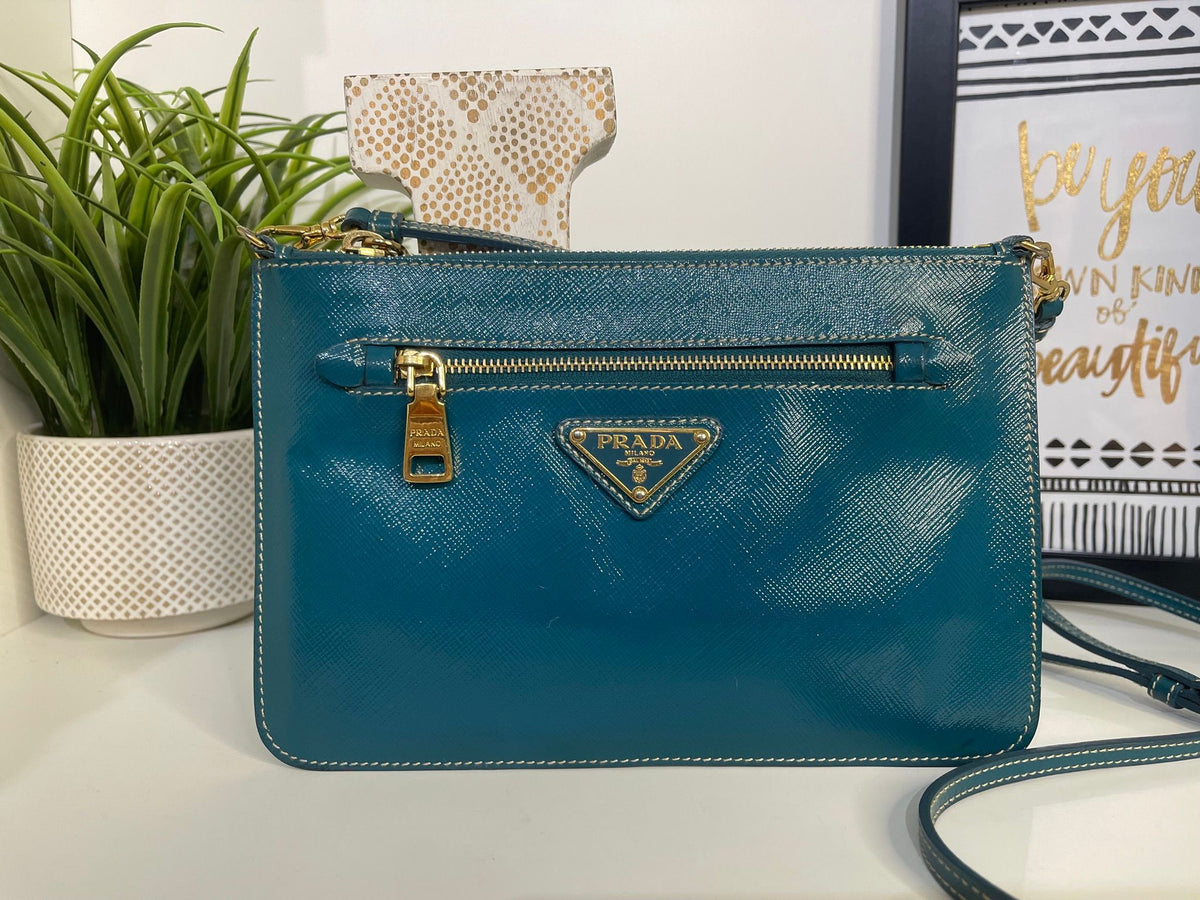 49. Prada Teal Pouchette Crossbody