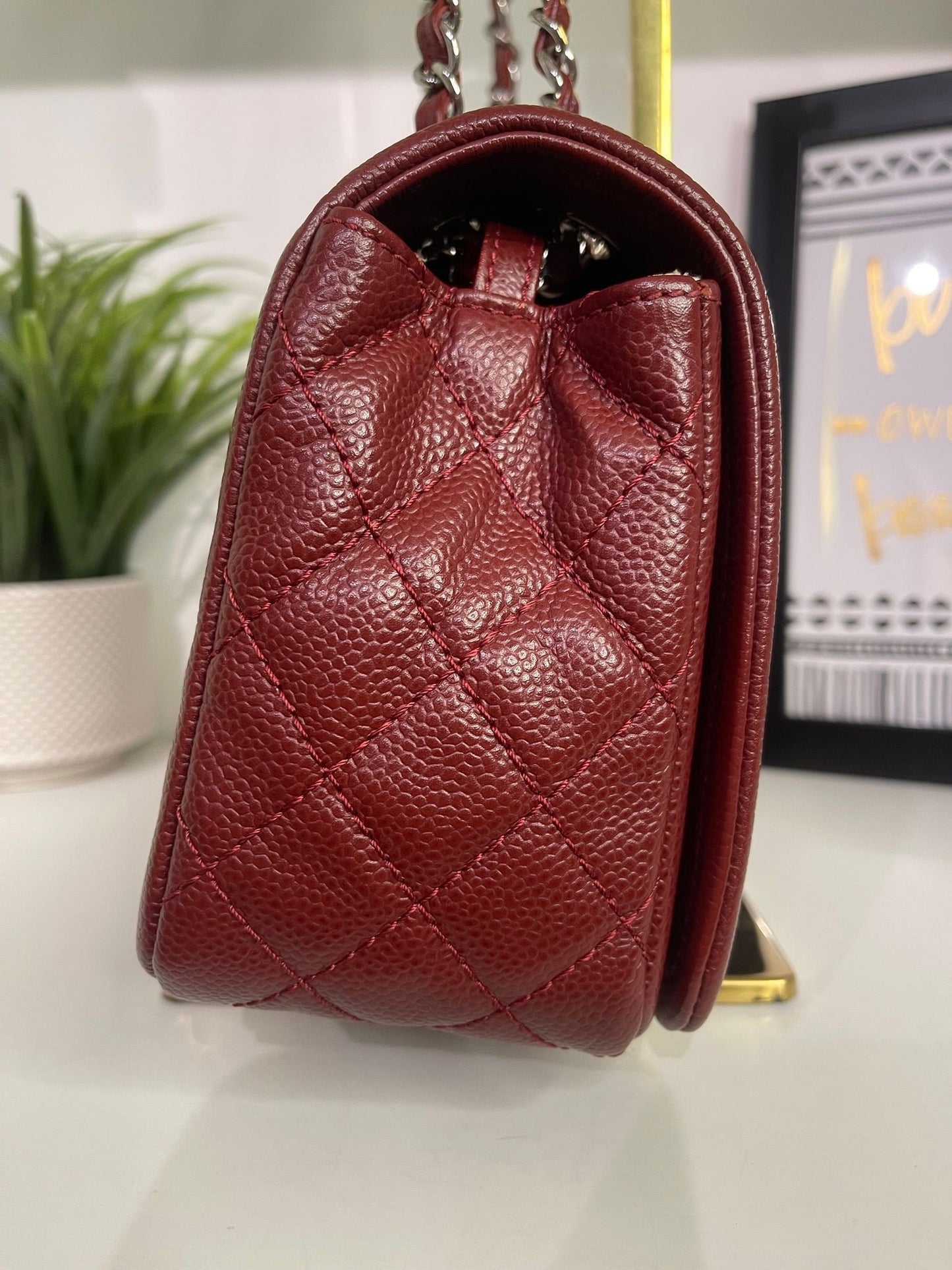 50. Chanel Caviar Bordeaux Shoulder Bag