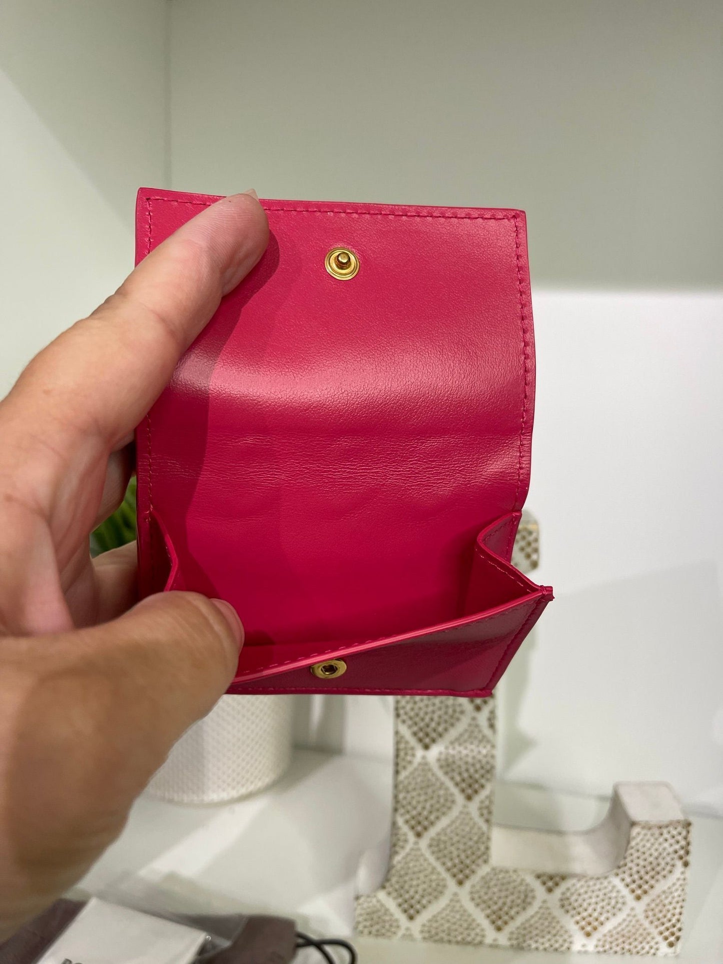 53. Bottega Veneta Pink Intrecciato Compact Wallet