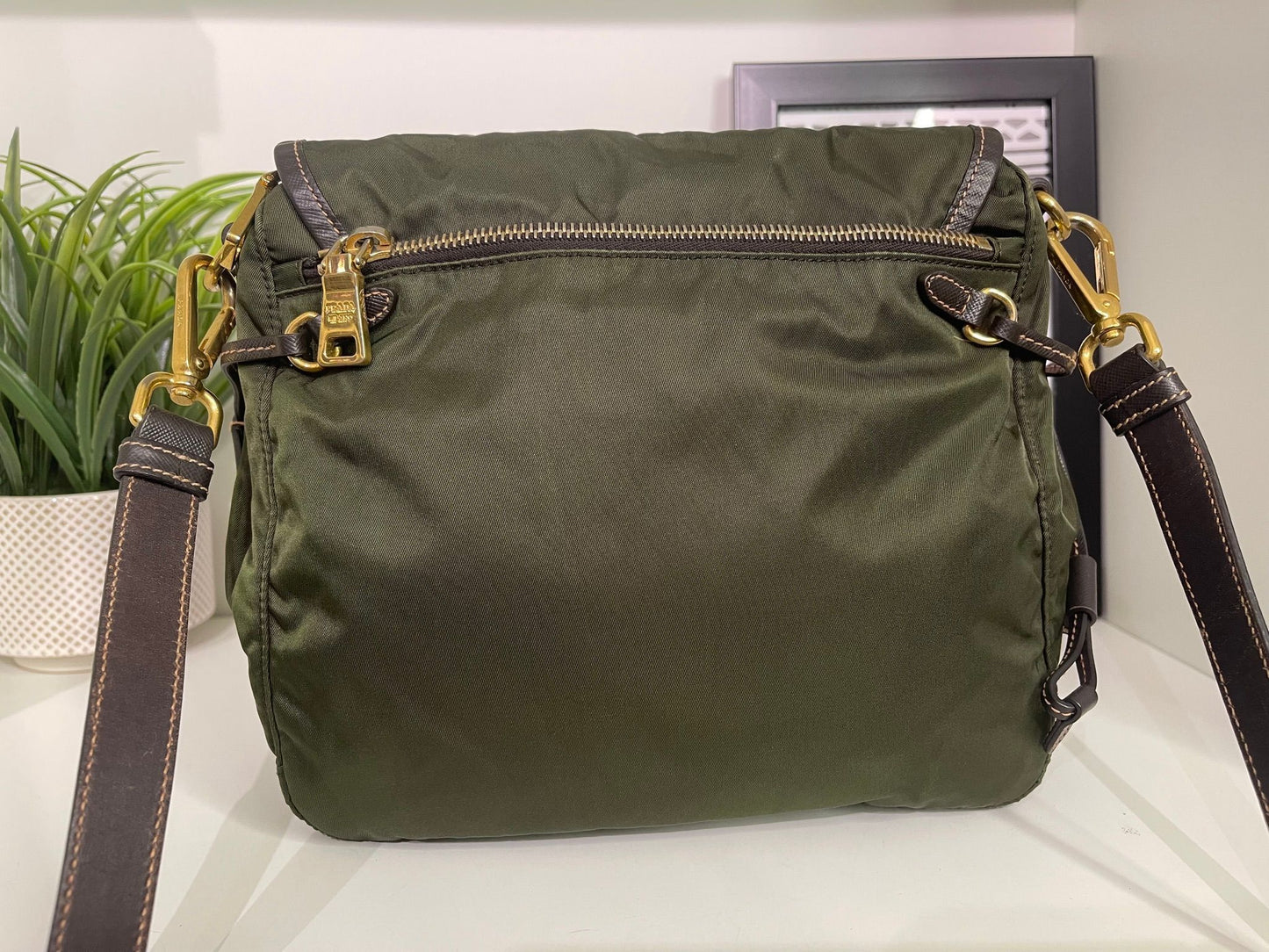 39. Prada Green Nylon Crossbody Bag