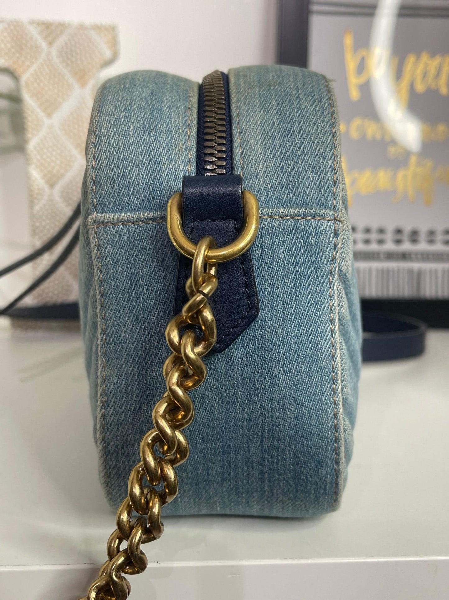 75. Gucci Denim Camera Bag
