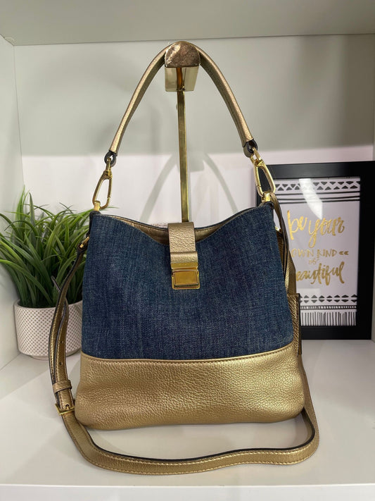 63. Miumiu Denim Metallic Gold 2 Way