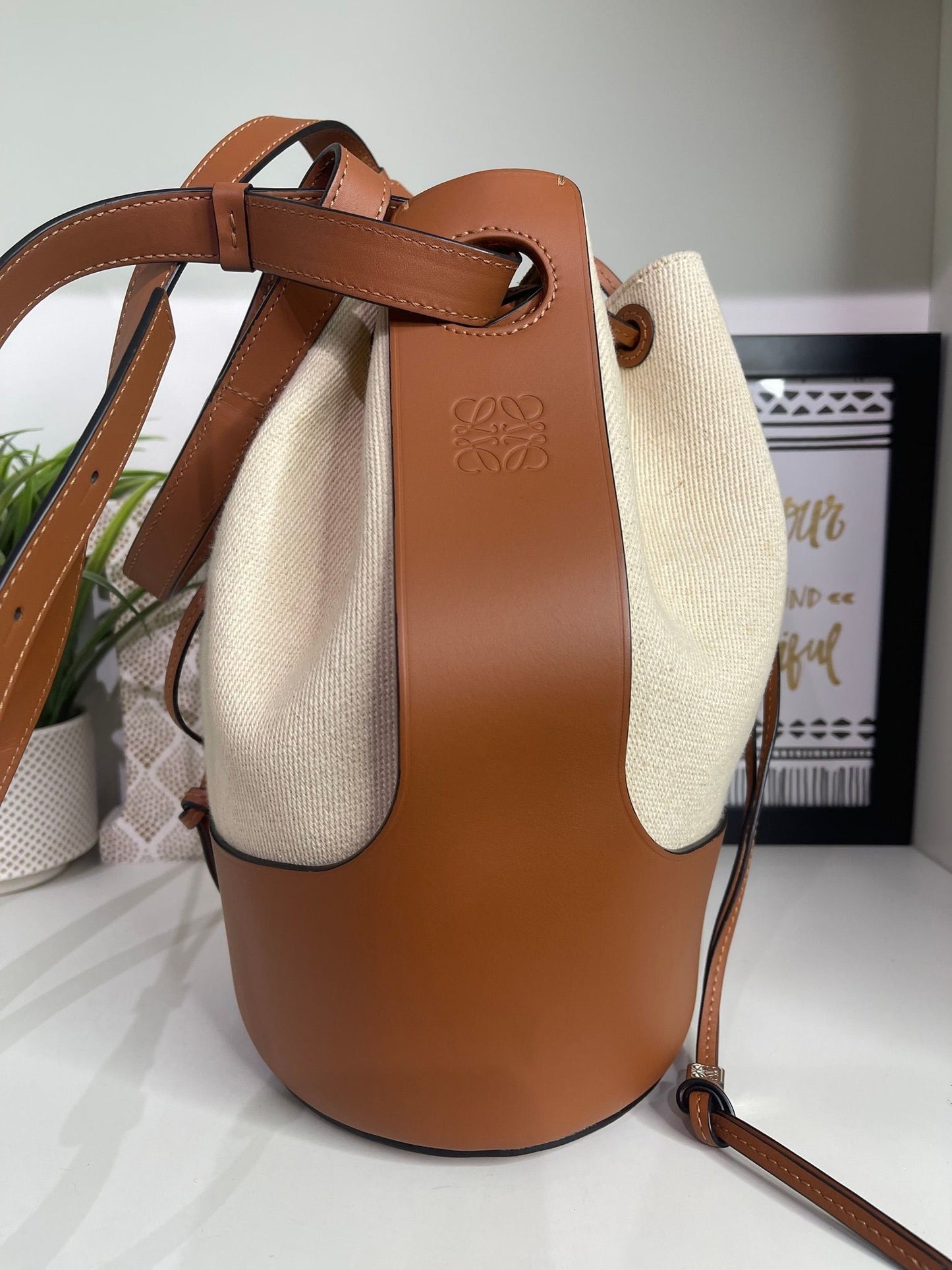 24. Loewe Canvas/Leather Bucket Bag