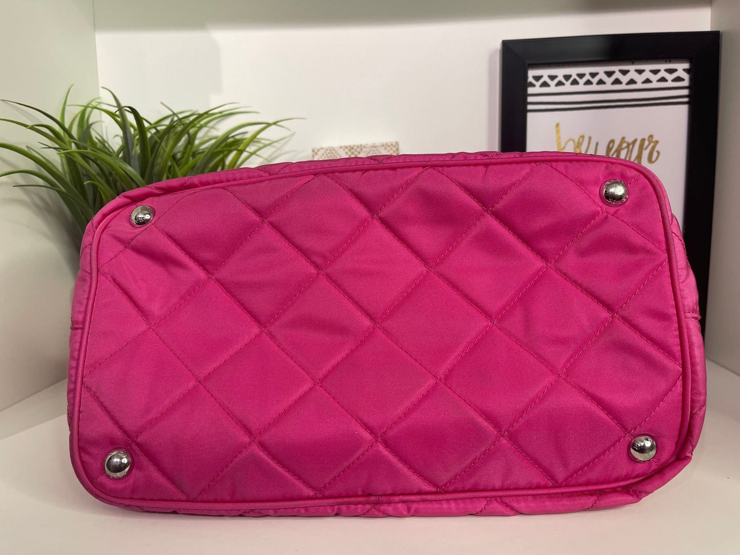 73. Prada Pink Quilted Nylon Bag