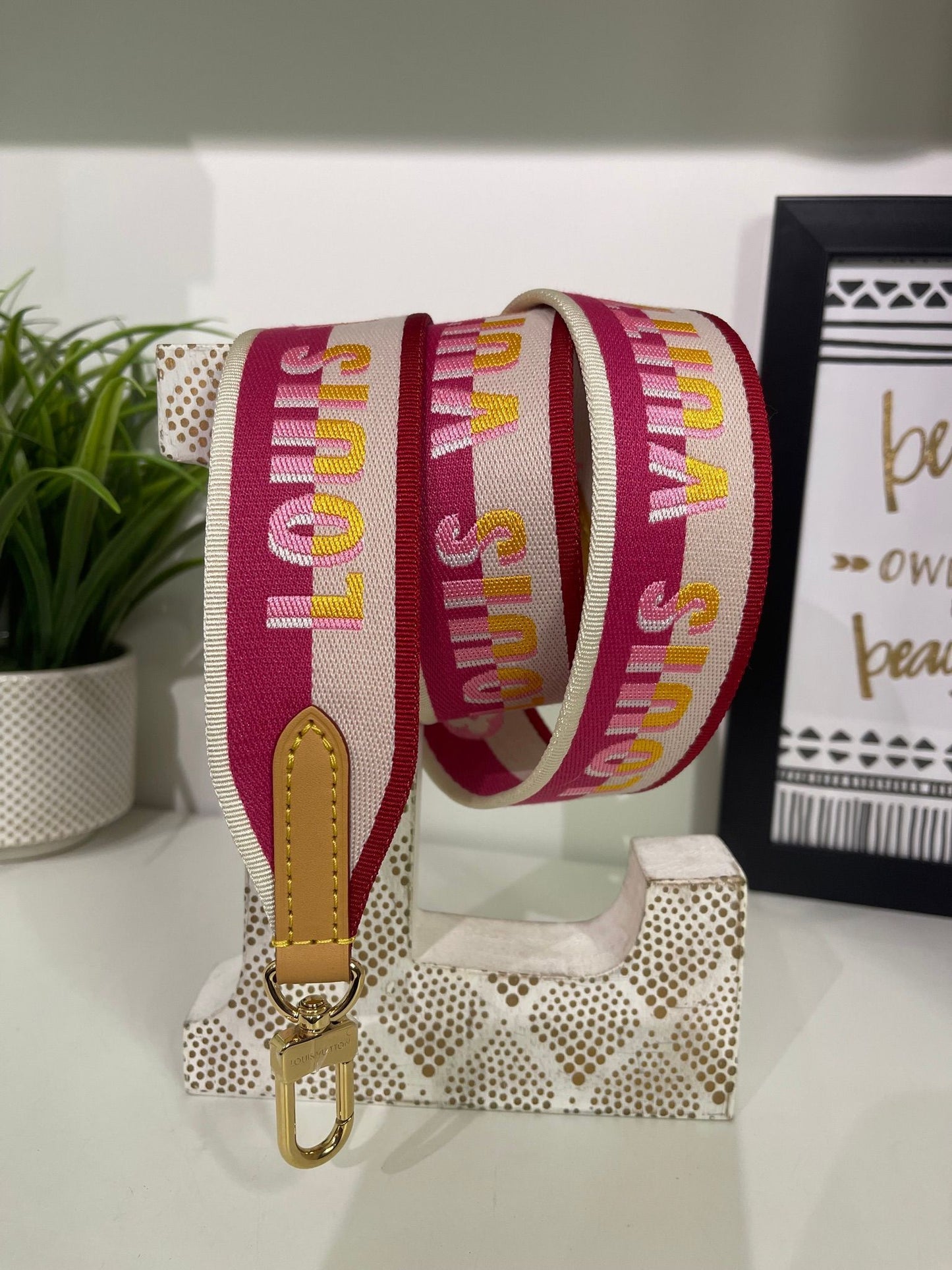 4. Louis Vuitton Guitar Strap (Pink) 42”
