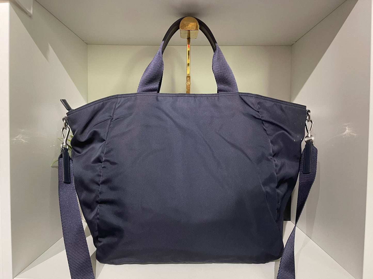 47. Prada Navy Nylon Tote Bag