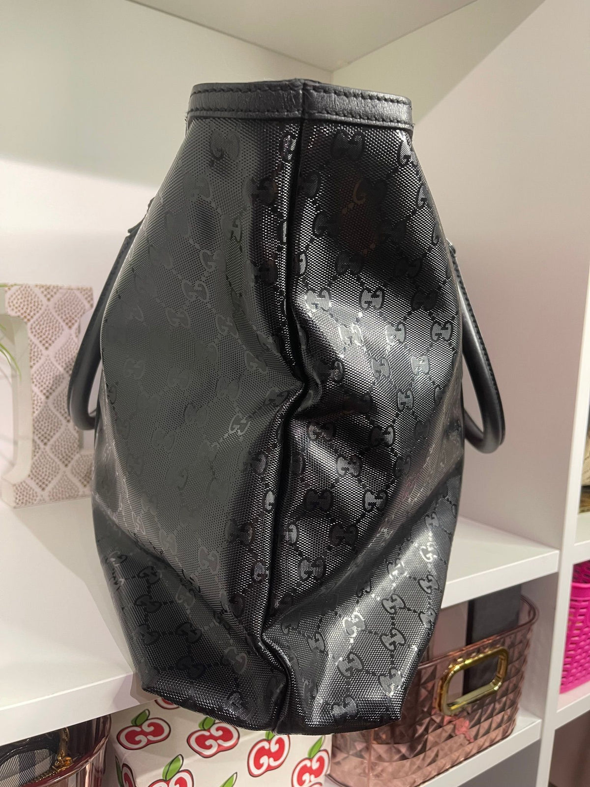 31. Gucci Black Imprime Zip Top Tote
