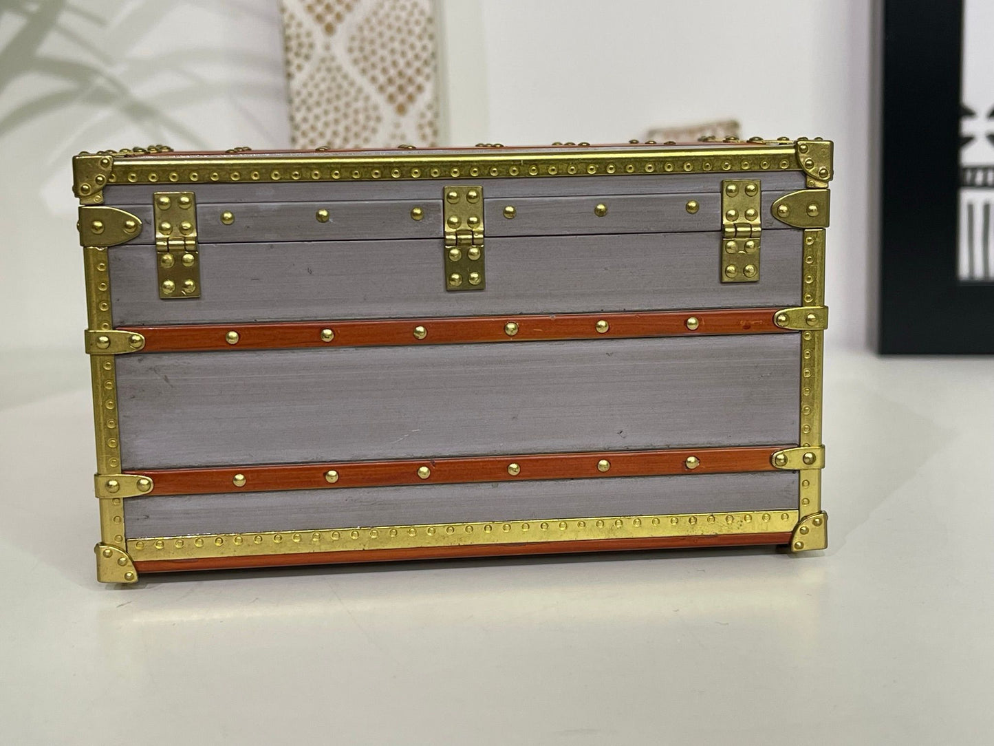 68. Louis Vuitton Mini Malle Zinc Trunk Jewelry Box