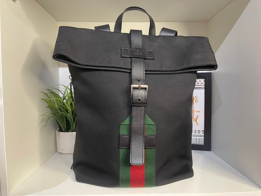 61. Gucci Black Sherry Line Canvas Backpack