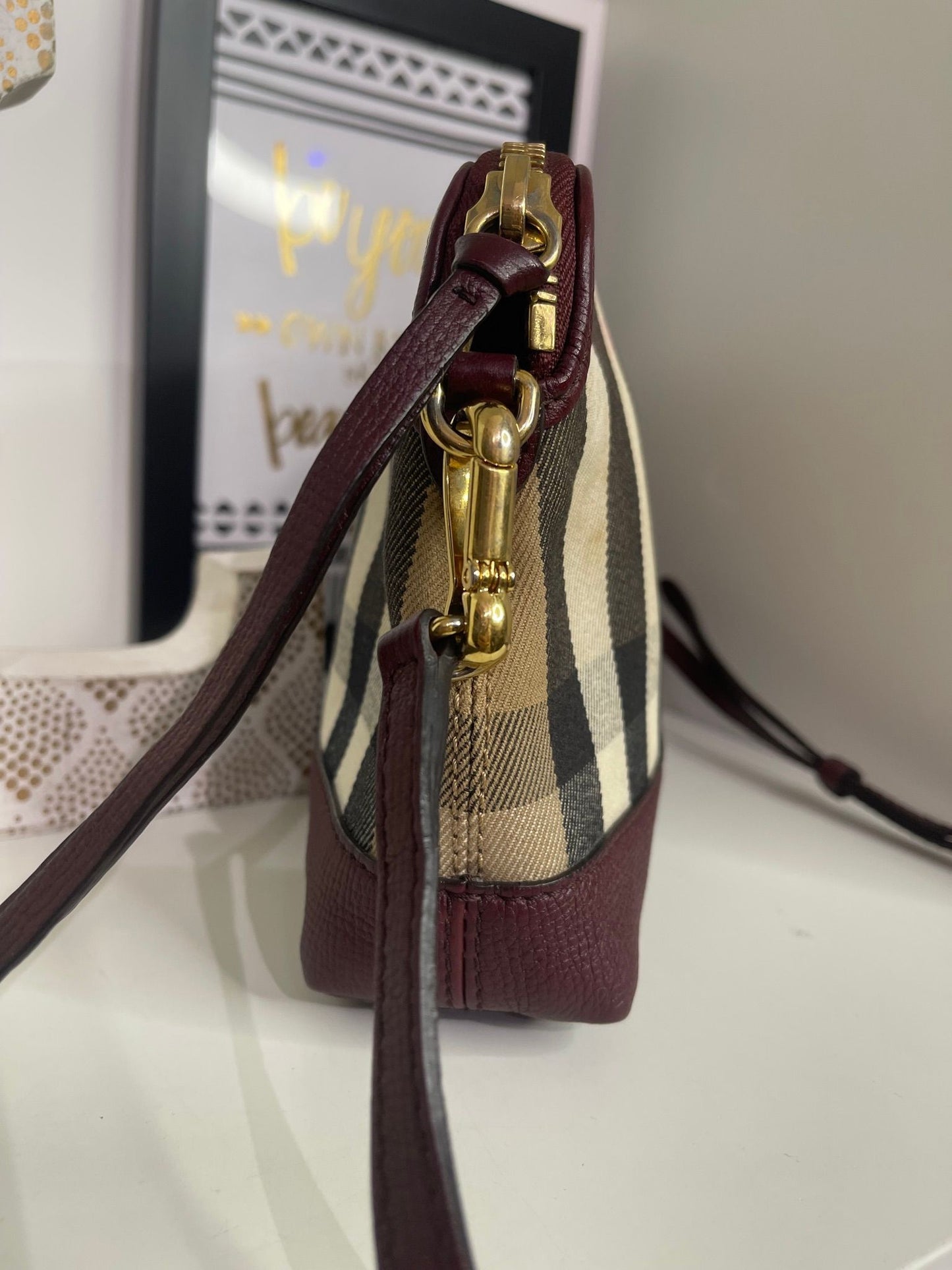 107. Burberry Derby House Check Crossbody