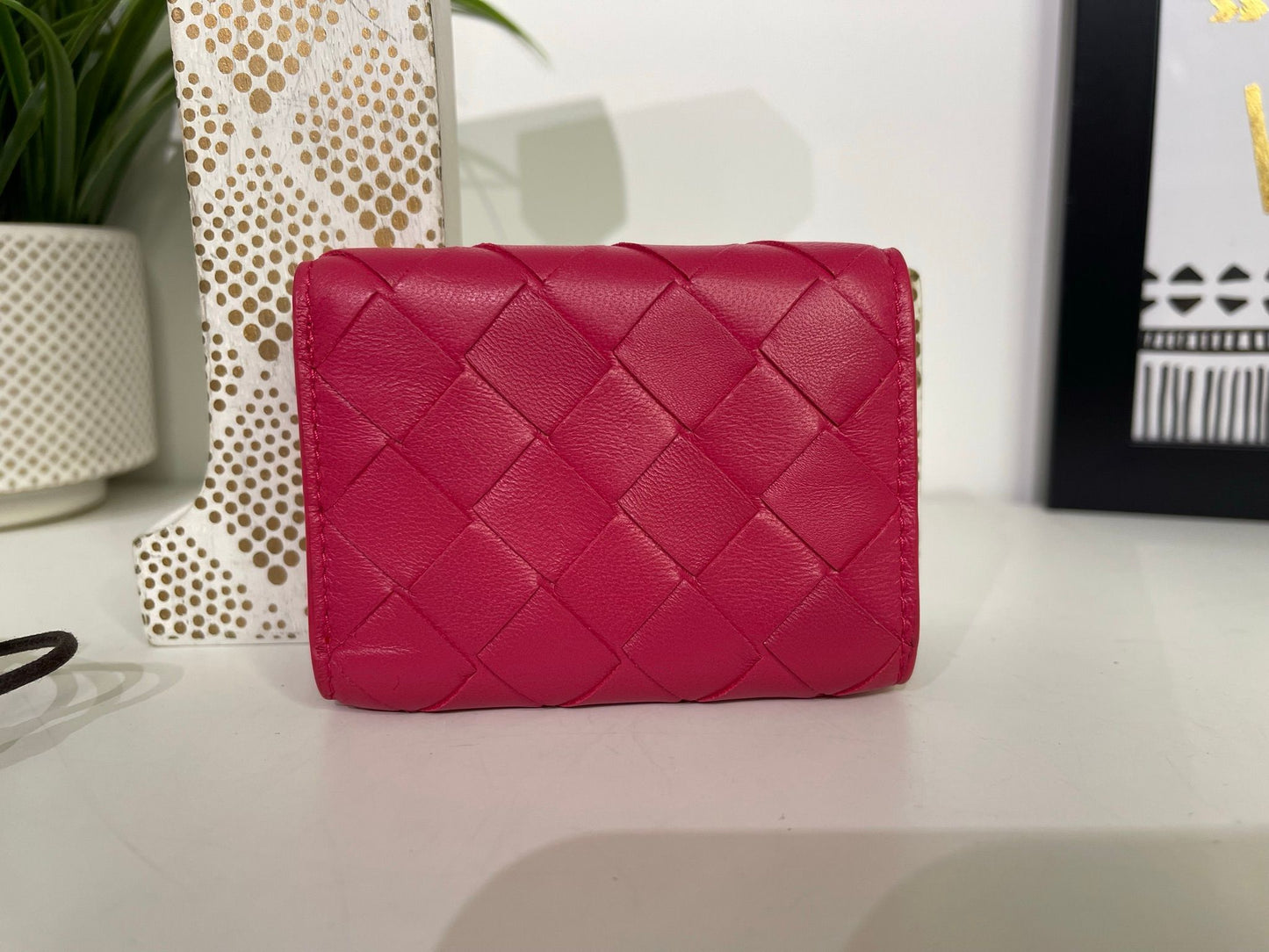 53. Bottega Veneta Pink Intrecciato Compact Wallet