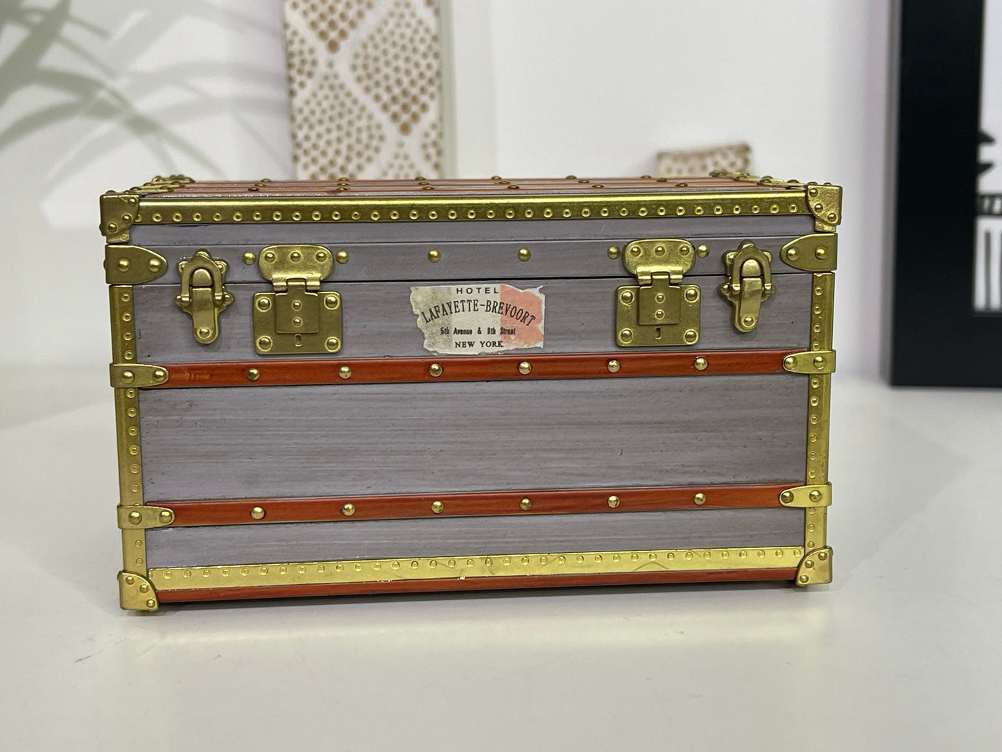 68. Louis Vuitton Mini Malle Zinc Trunk Jewelry Box