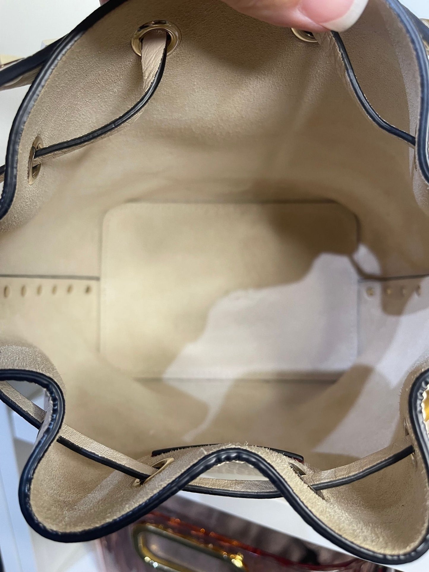 106. Valentino Ivory Rock Stud Bucket Bag