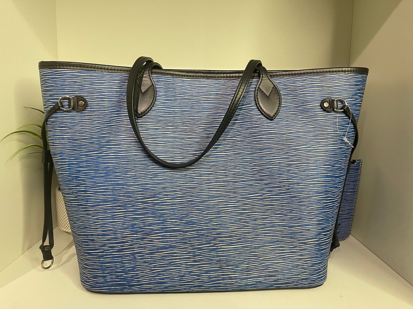 115. Louis Vuitton Epi “Denim” Neverfull MM w/ Pouch