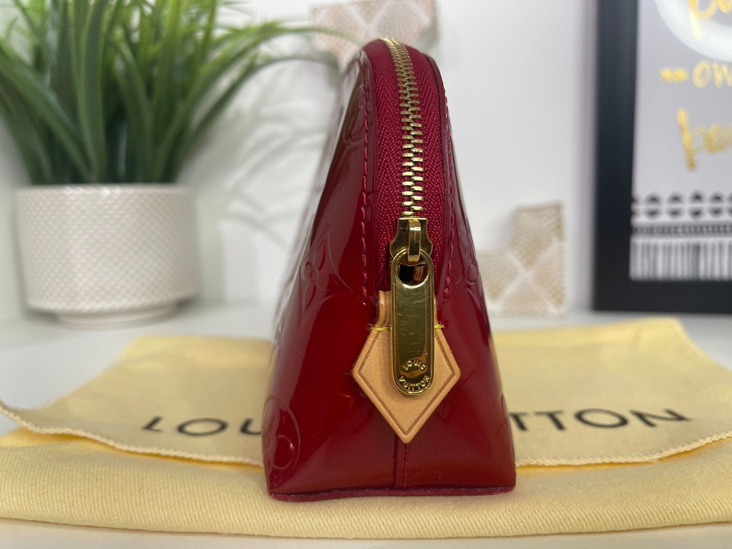 2. Louis Vuitton Red Vernis Cosmetic Case