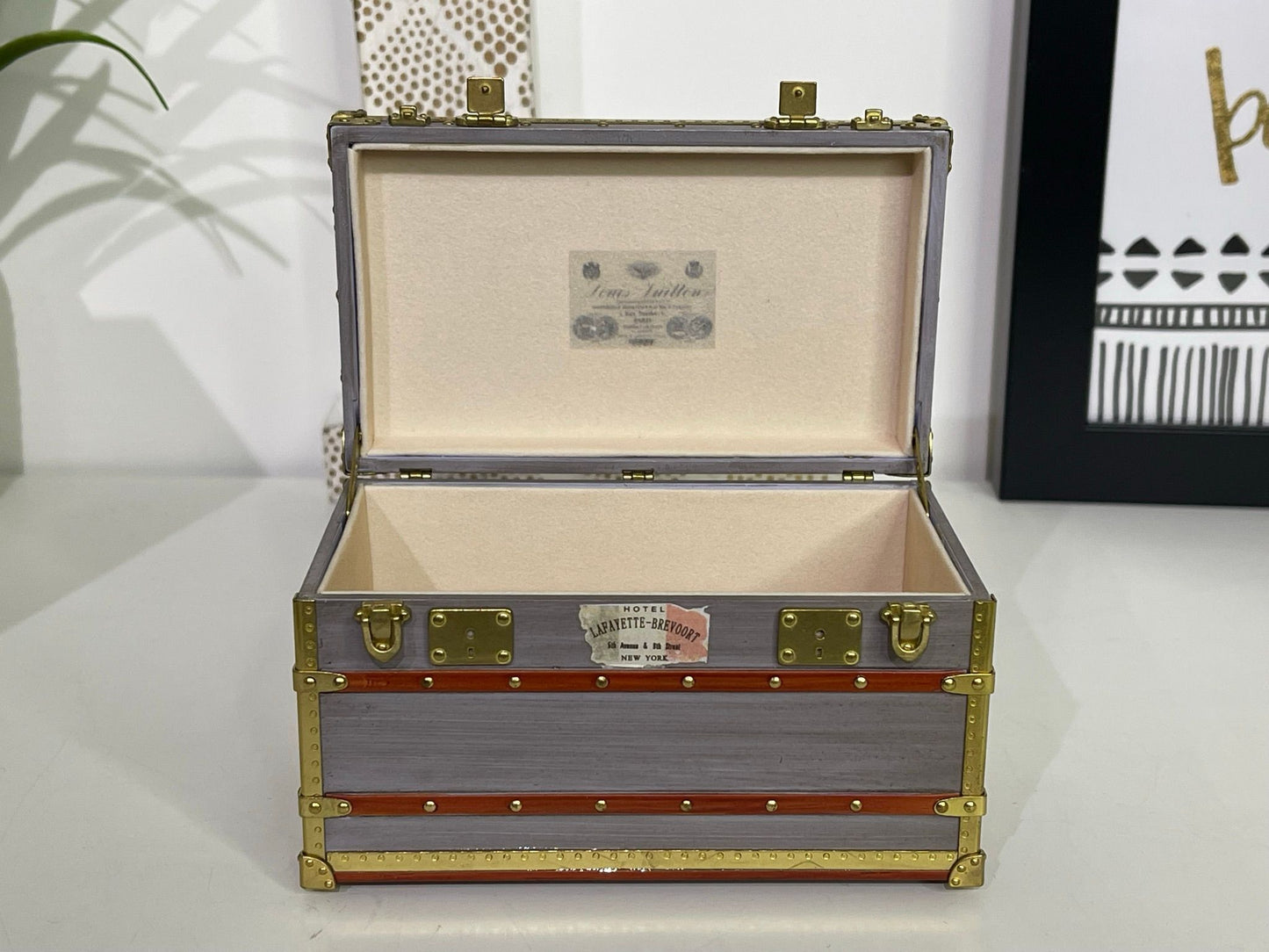 68. Louis Vuitton Mini Malle Zinc Trunk Jewelry Box