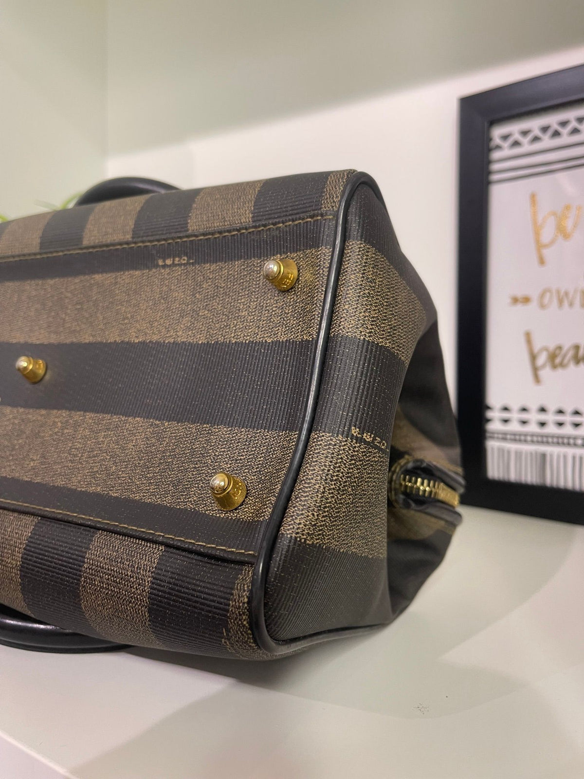 18. Fendi Pequin Boston Bag