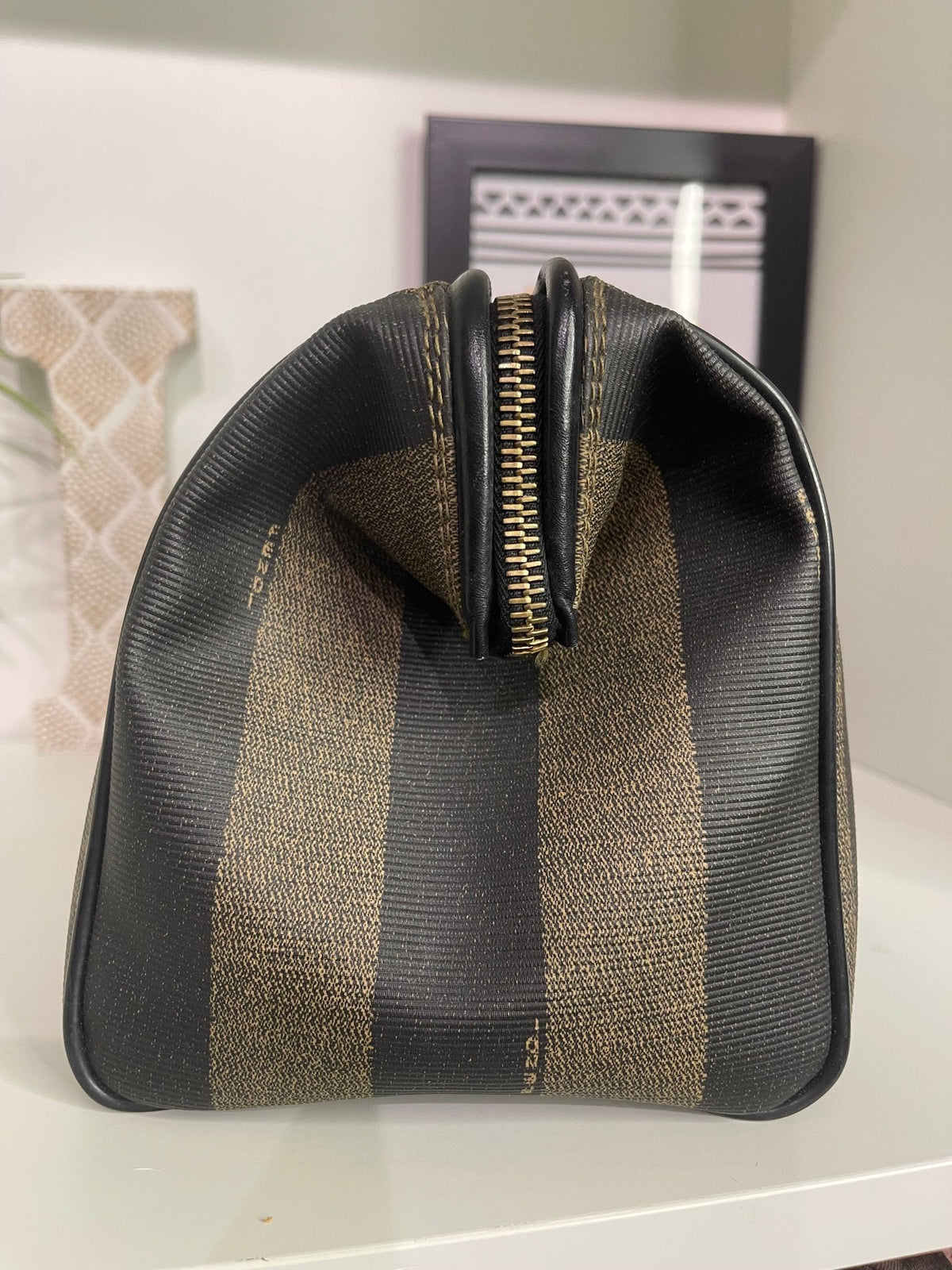 18. Fendi Pequin Boston Bag