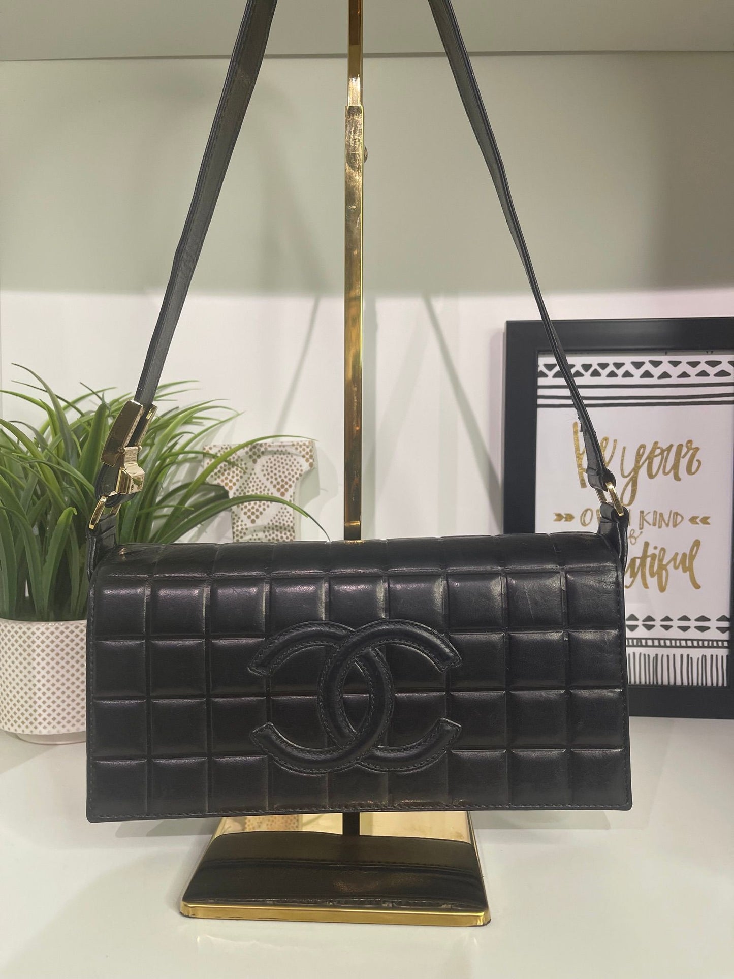 66. Chanel Black Chocolate Bar Flap Bag