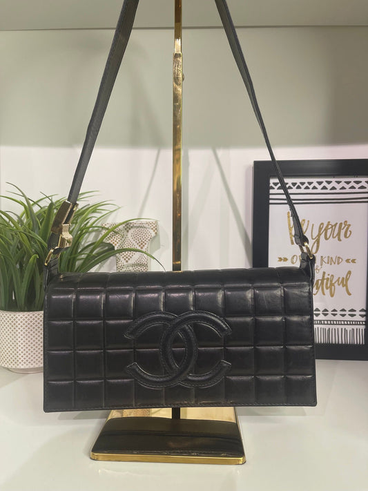 66. Chanel Black Chocolate Bar Flap Bag