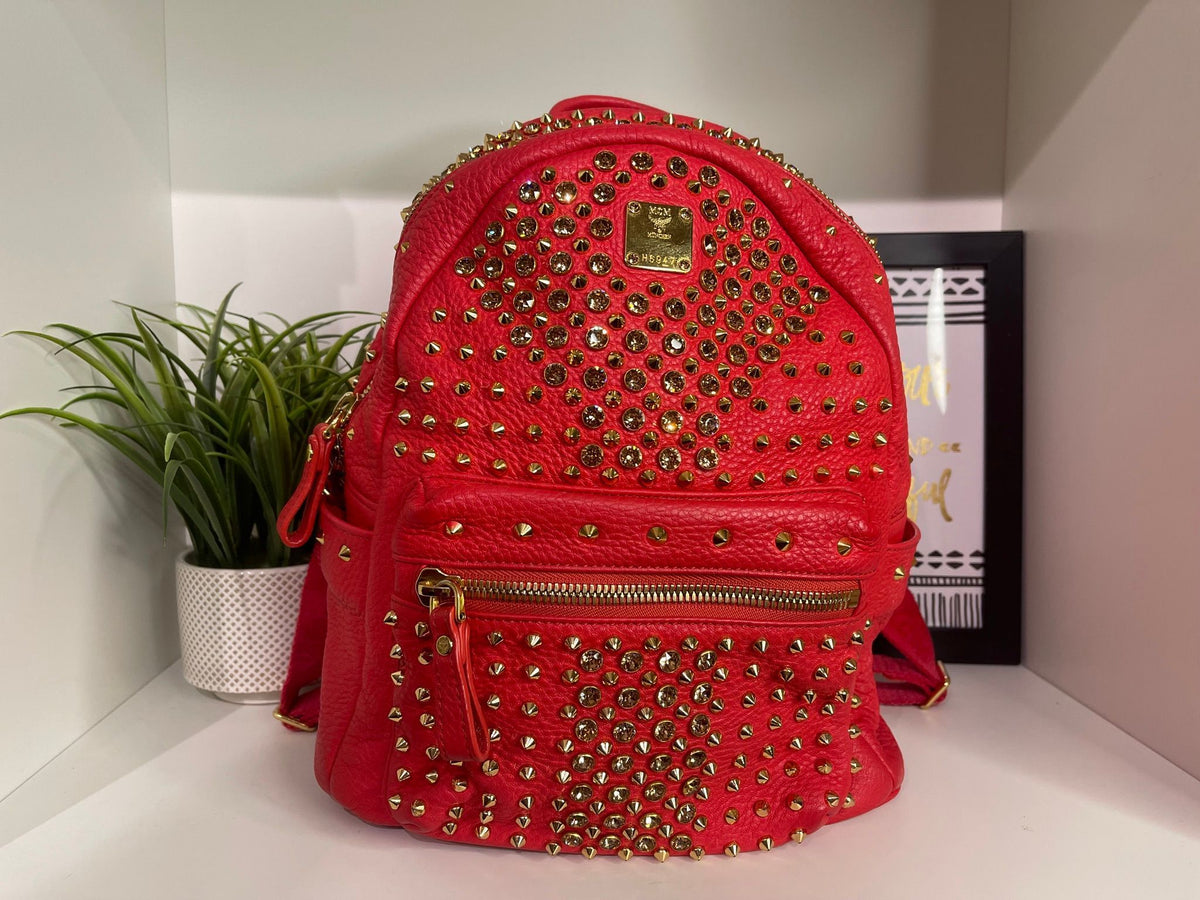 4. MCM Crystal Studded Backpack