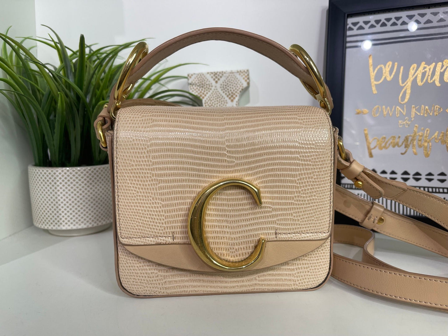 77. Chloe Mini “C” Bag Lizard Embossed