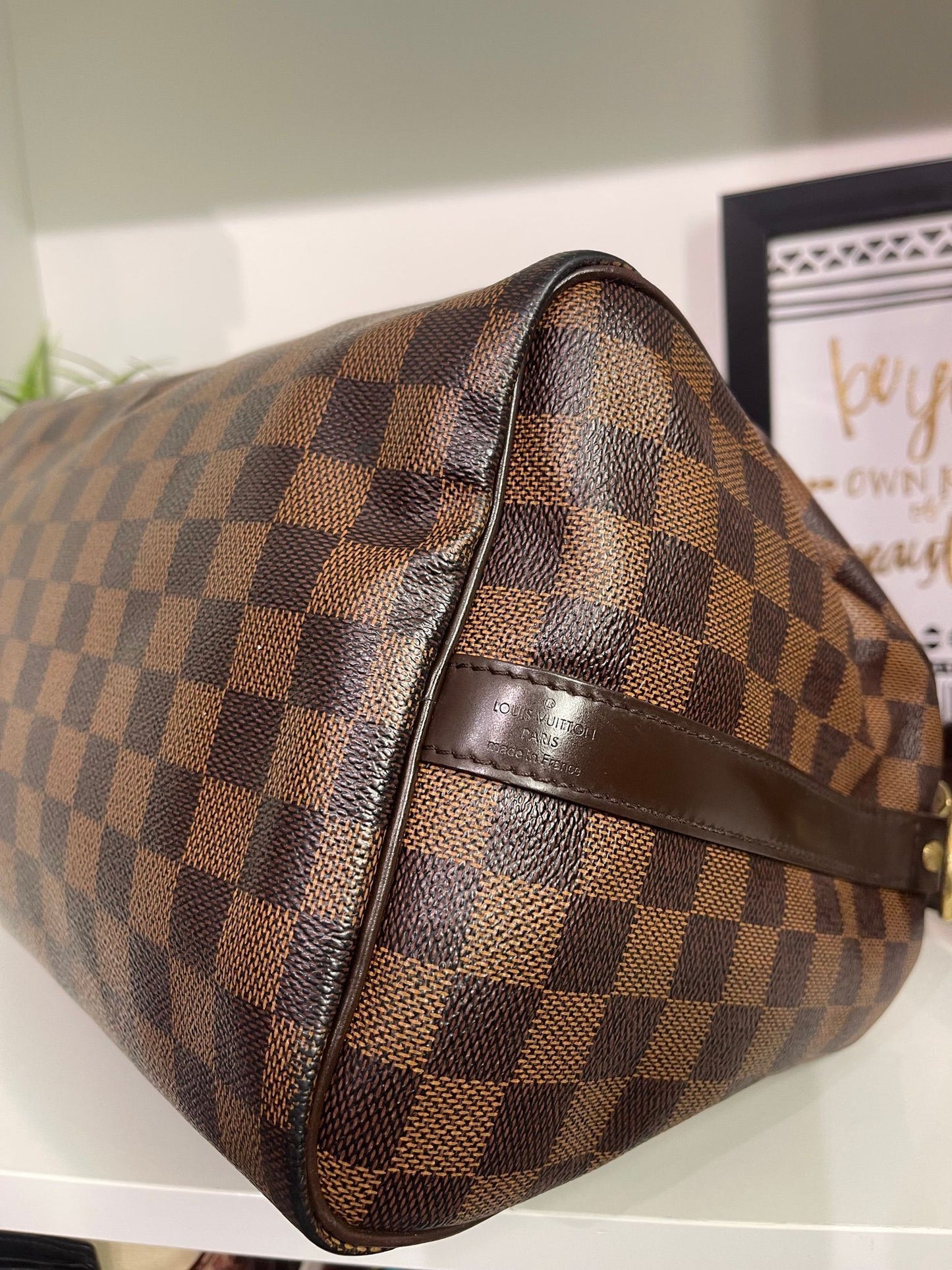 124. Louis Vuitton Damier Ebene Speedy 30 Bandolier