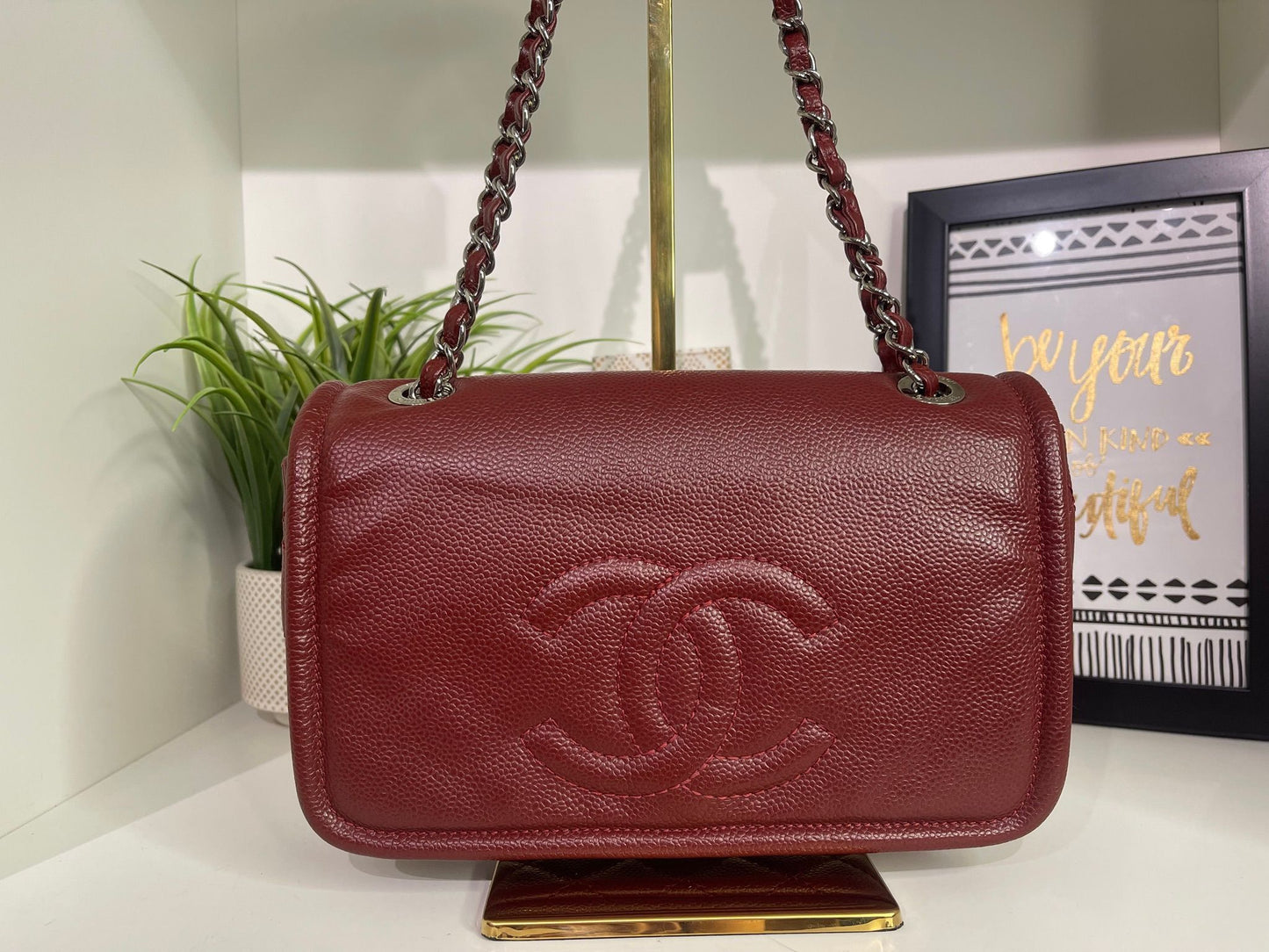 50. Chanel Caviar Bordeaux Shoulder Bag