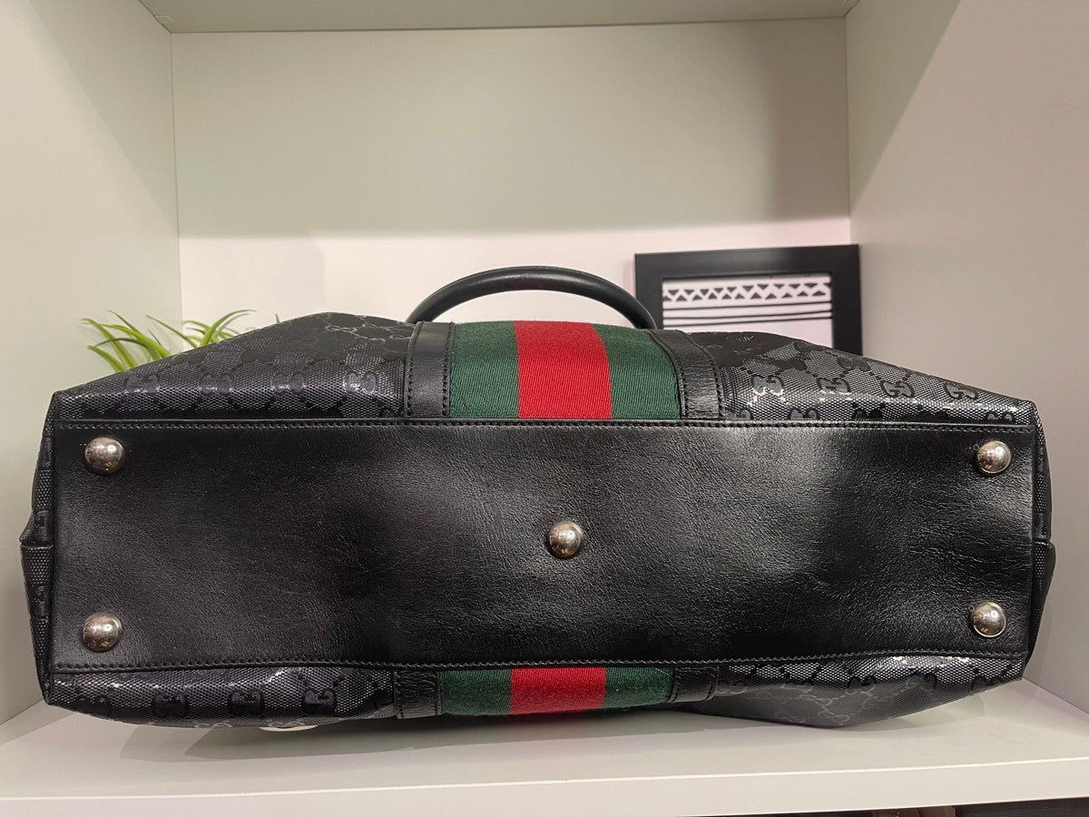 31. Gucci Black Imprime Zip Top Tote