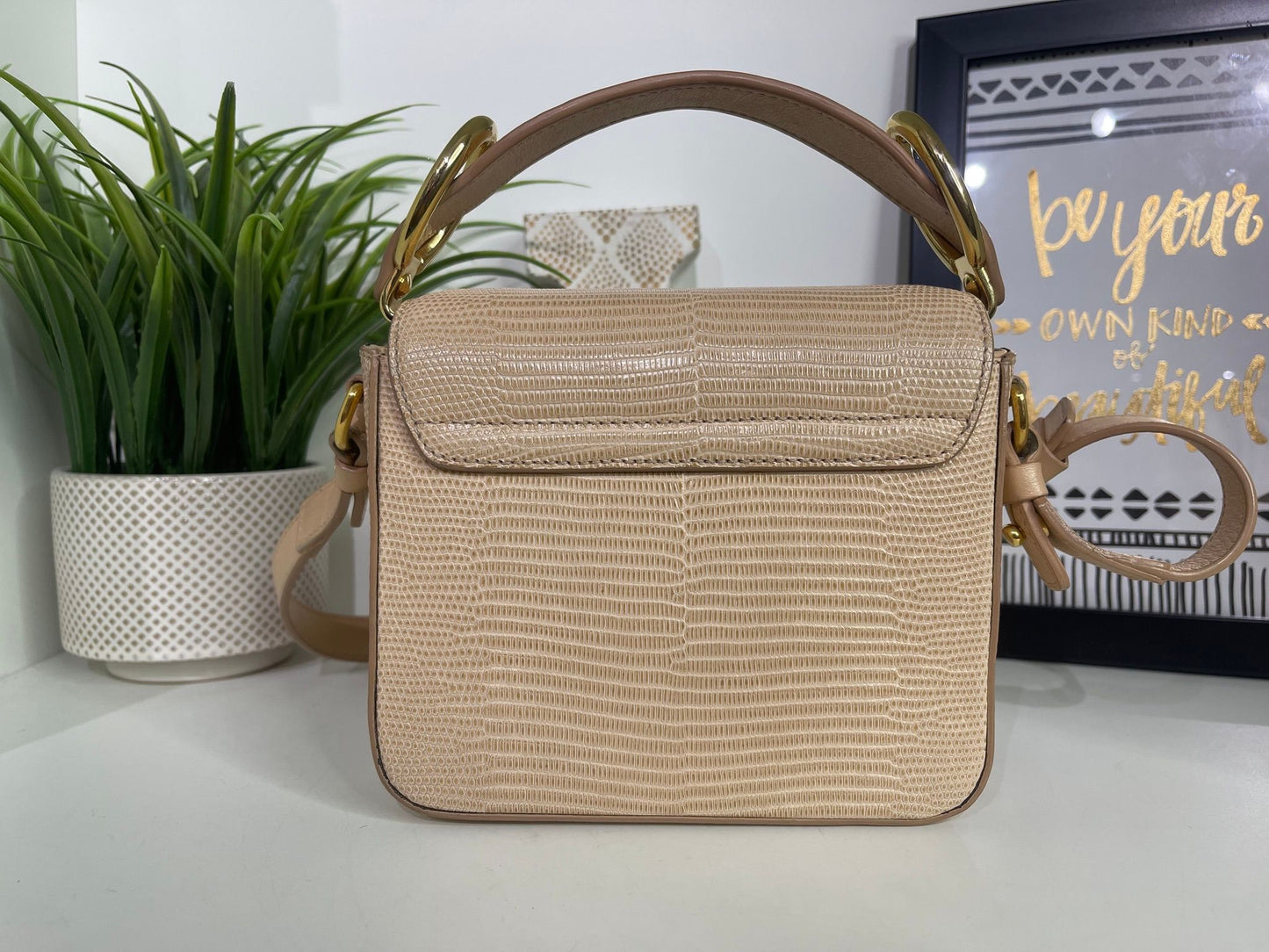 77. Chloe Mini “C” Bag Lizard Embossed